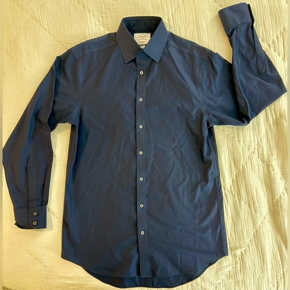Charles Tyrwhitt Classic Fit Navy Non-Iron Cotton Dress Shirt 15/33